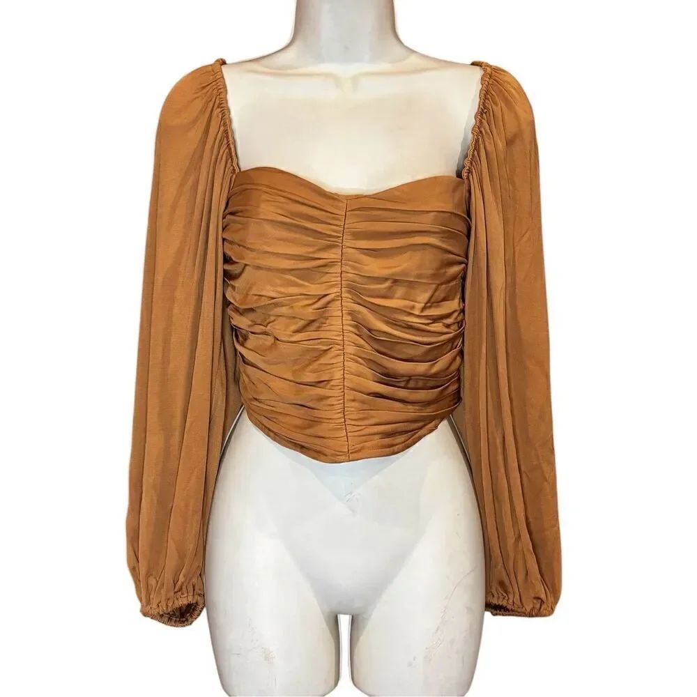 The Westside by Sari Sloanne Crop Top in Gold NWT Size XS - Picture 3 of 7